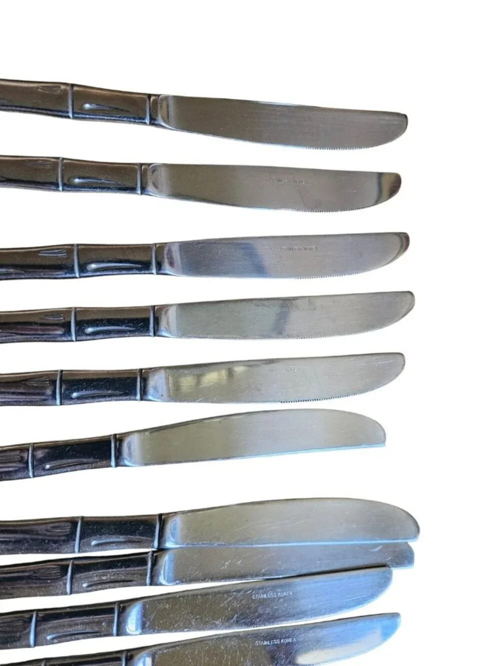Lot 13 Stainless Korea Bamboo Pattern Dinner Knives 8.5